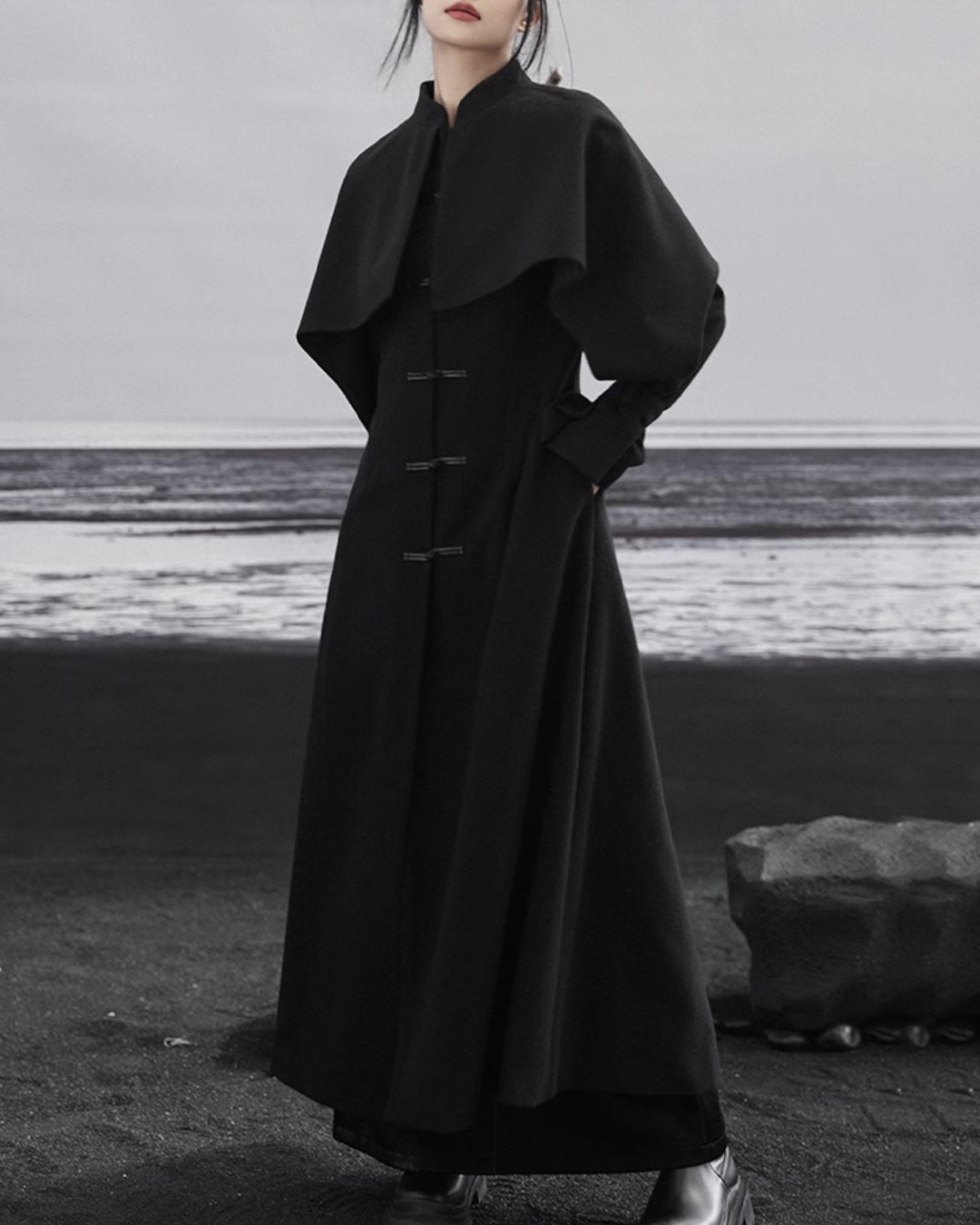 ♥MANTLE LONG COAT – Black Gravity