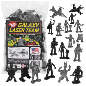 TimMee Galaxy Laser Team SPACE Figures - Black vs Silver 50pc Set