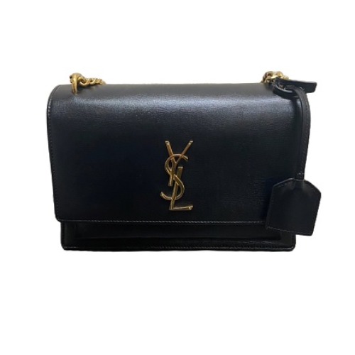 サンローラン サンセット レザー チェーンショルダーバッグ ブラック