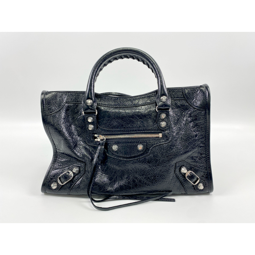 バレンシアガ レシティ スモール ハンドバック 黒 ラムレザー 811442