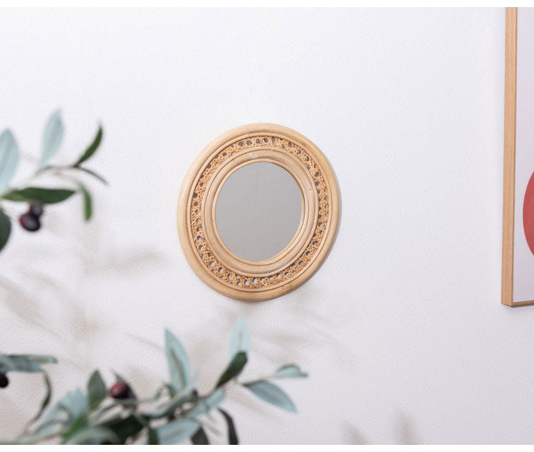 ラタンミラー スタンド付き ミラー 鏡 姿見 スタンド スタンド付き 丸