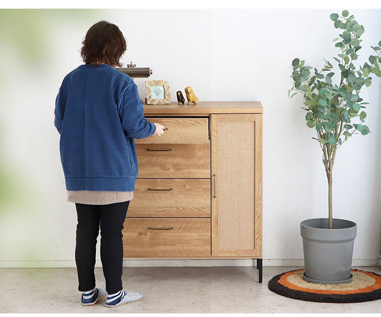 キャビネット 幅90cm 日本製 チェスト 脚付き 引き出し 扉収納