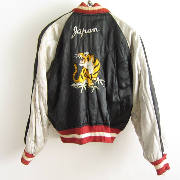 ビンテージ/スカジャン/鷹虎JAPAN/スーベニアジャケット/青黒系