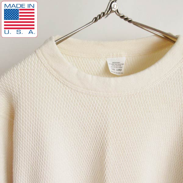 新品/90's/USA製/実物/米軍/コットン/ハニカム/サーマル/長袖Tシャツ
