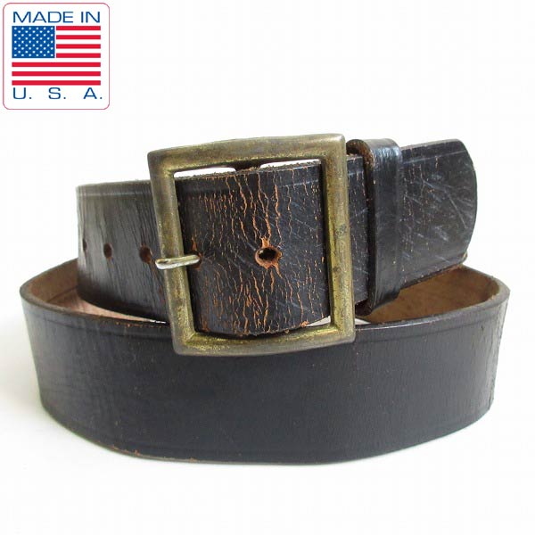 70's-80's USA製 レザー ギャリソンベルト 黒 表記38インチ/W35～38