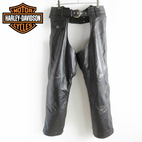 HARLEY DAVIDSON ハーレーダビッドソン レザー チャップス 黒 実寸W31