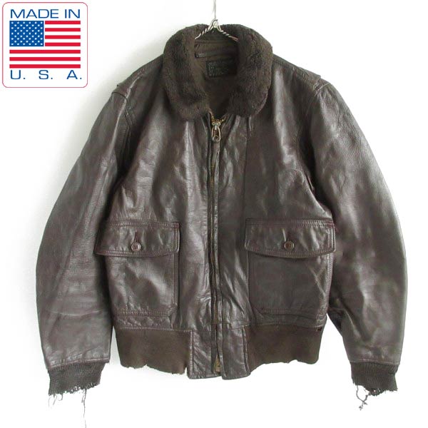 70s USA製 実物 米軍 USN G-1 7823D フライトジャケット SIZE42 レザー
