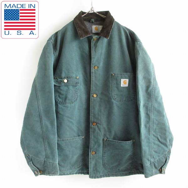 80s USA製 Carhartt カーハート ミシガン チョアコート XL-TALL 緑系