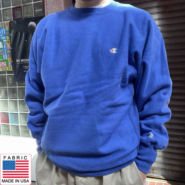 極美品 90s Champion チャンピオン 無地 青系 リバースウィーブ L