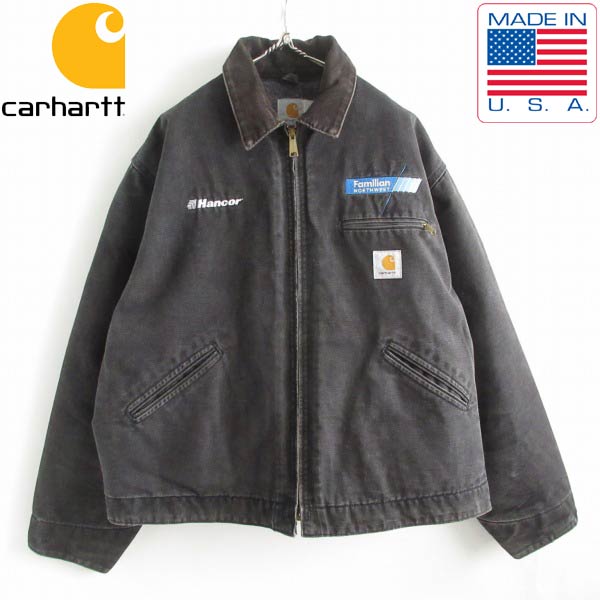 90s USA製 carhartt デトロイト ジャケット J01 フェード ブラック XL