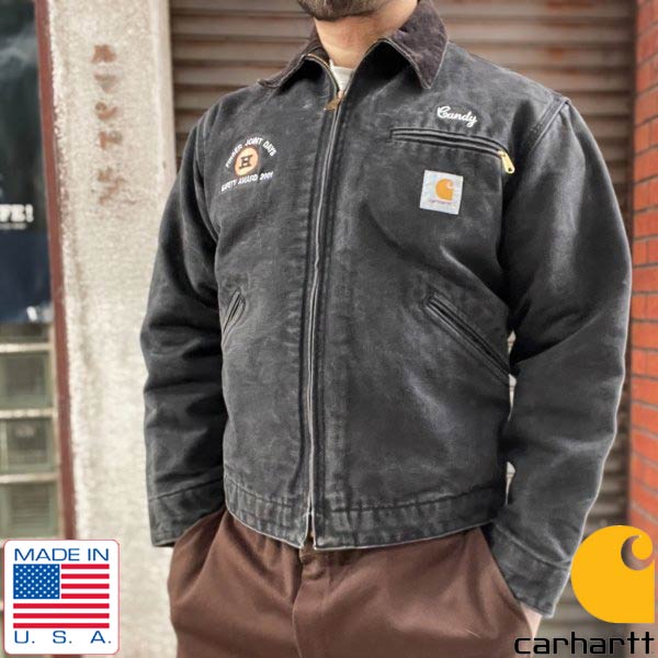 00s USA製 carhartt デトロイト ジャケット J01 フェードブラック 38R