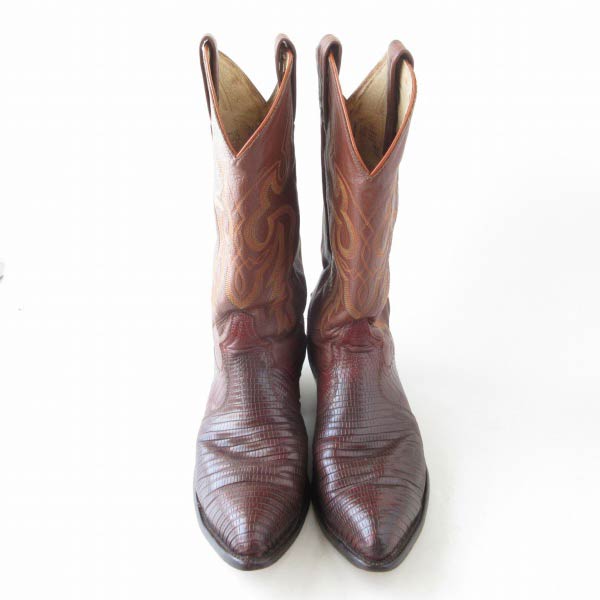 USA製 Tony Lama トニーラマ ウエスタンブーツ 26.5cm 茶系 リザード