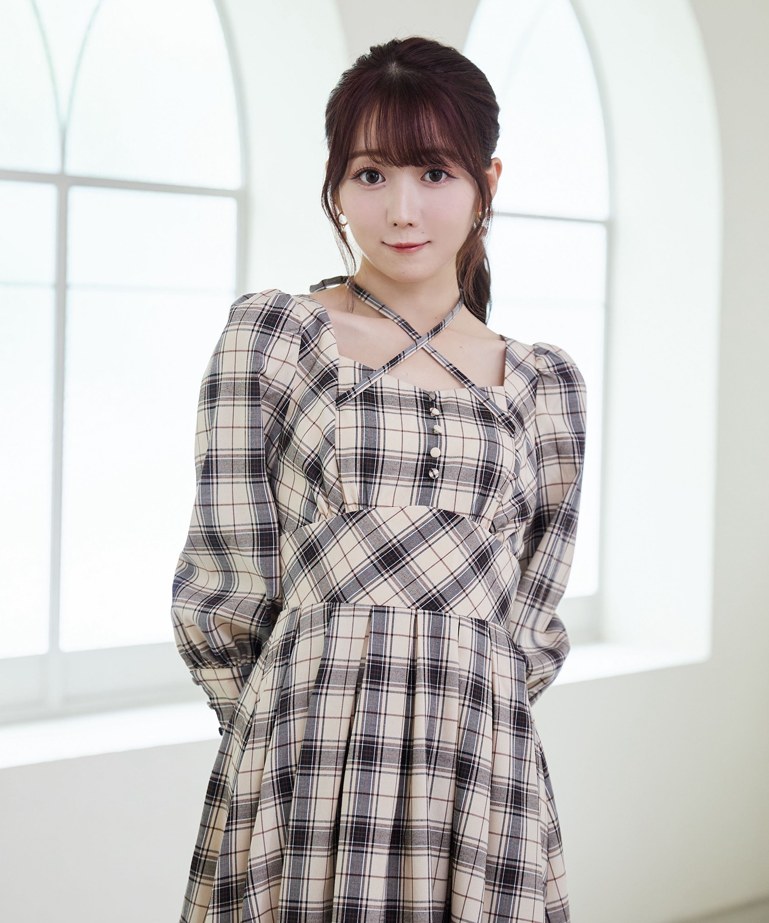 check box tuck dress【beige】 – BUNNY APARTMENT