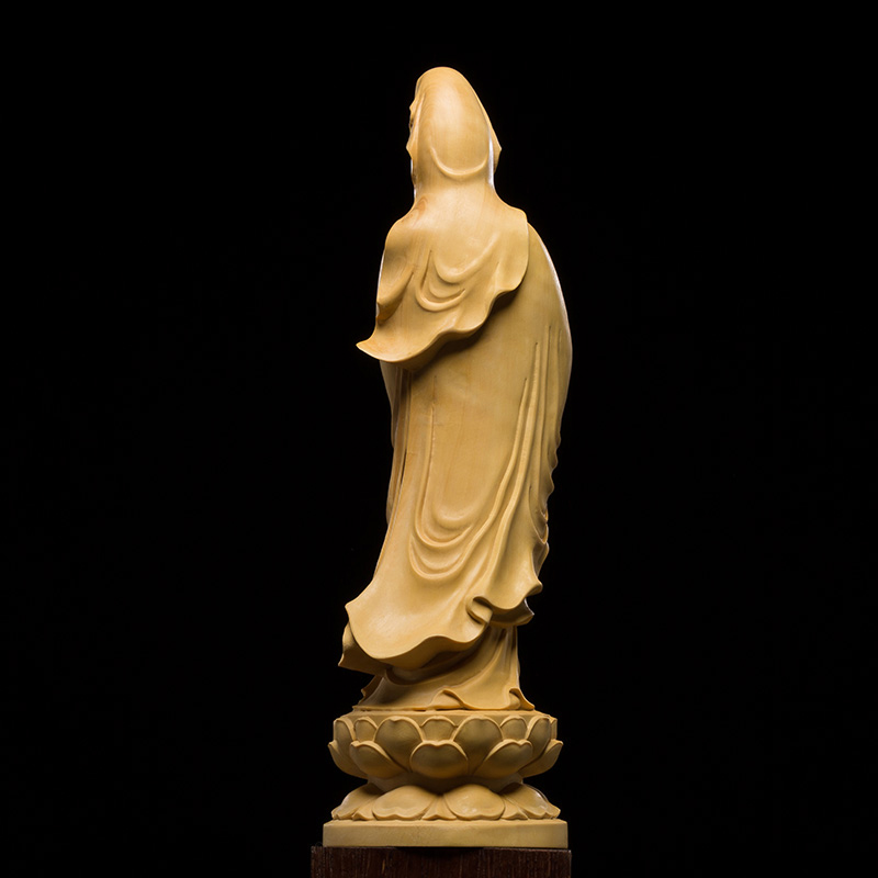 仏像専門店 仏像屋 / 天然ツゲ 黄楊 柘植 木彫り彫刻観音像 観音菩薩立像