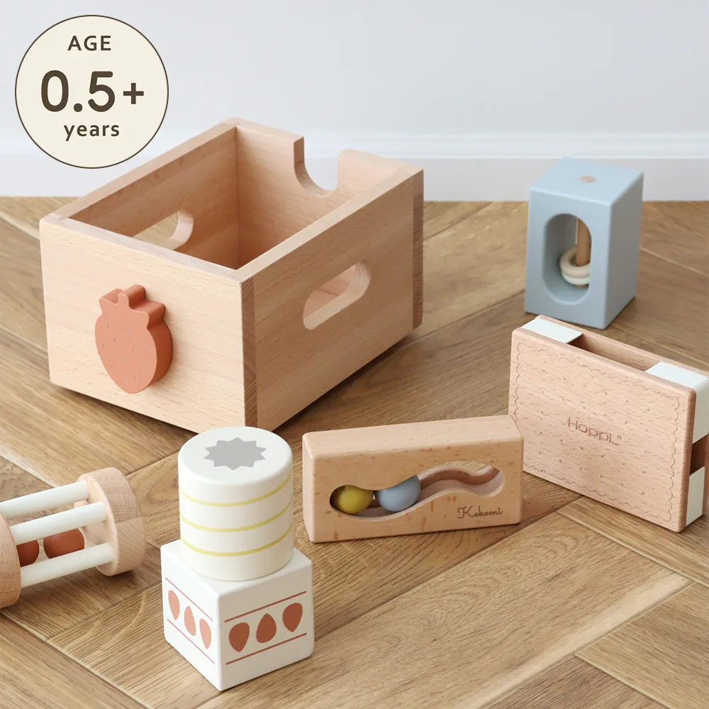 名入れ 出産祝い】HOPPL スタッキングボックストイ いちご（奏でるつみき）