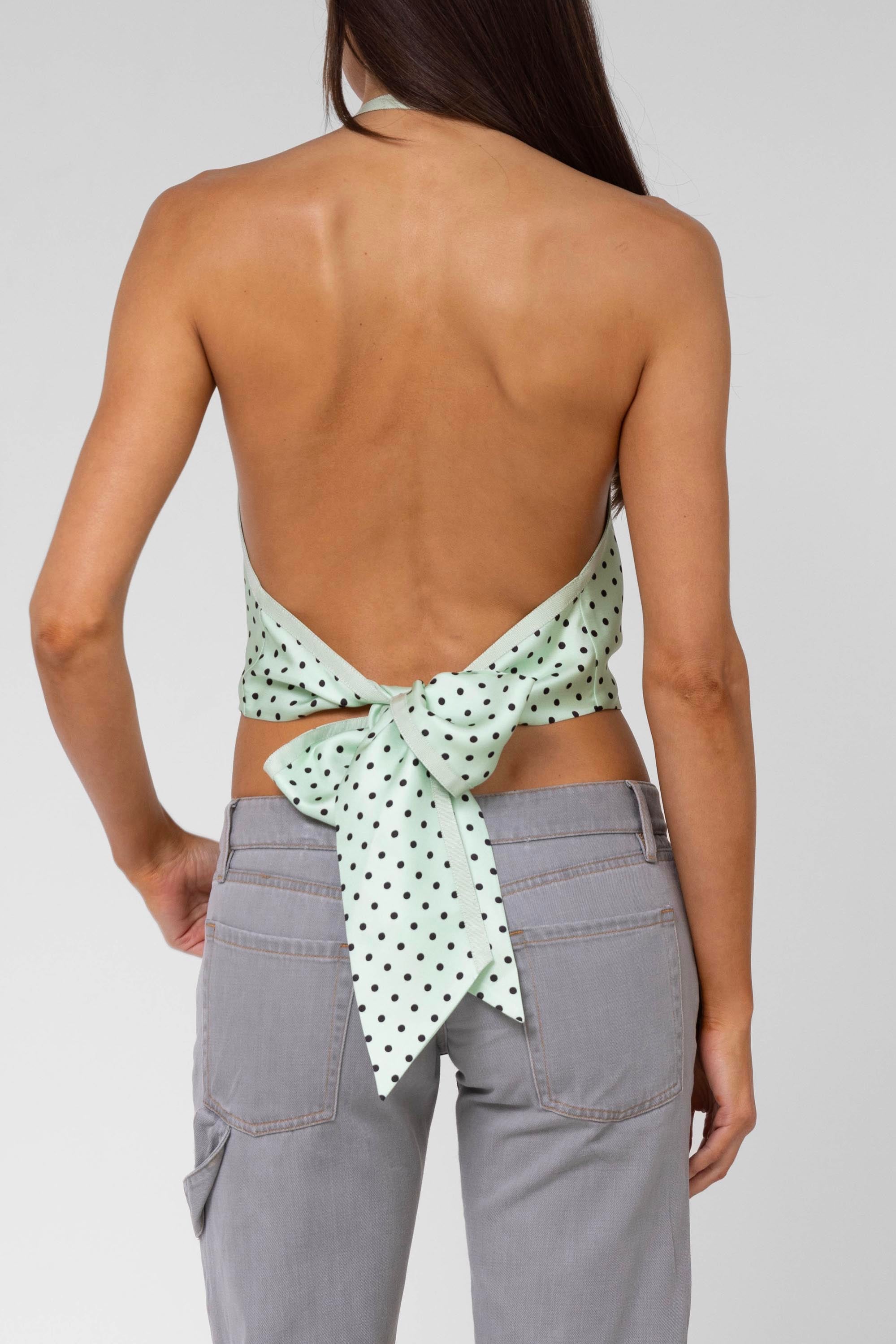 Mint Polka Dot Scarf Top – By Viktorija Inc.