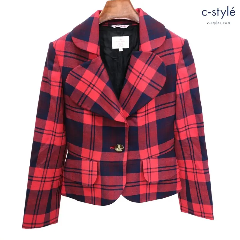 ViVienne Westwood RED LABEL ラブジャケット 2 赤×紺 チェック柄 1B