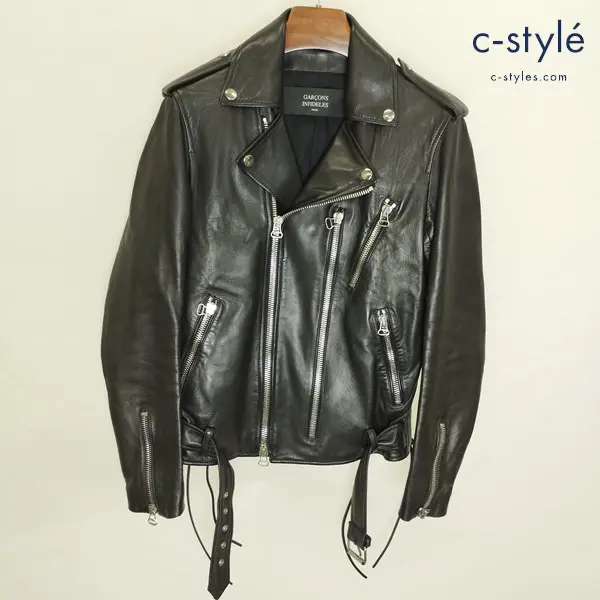 GARCONS INFIDELES ラムレザー ダブルライダースジャケット 42