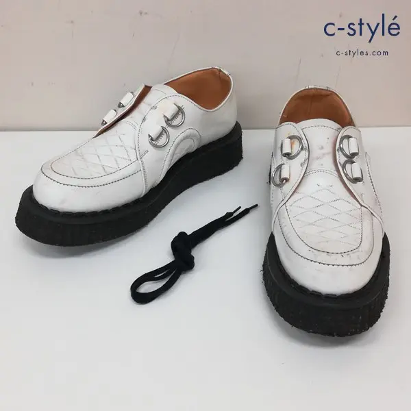 GEORGE COX ジョージコックス 8 ホワイト レザー 厚底 ラバーソールの