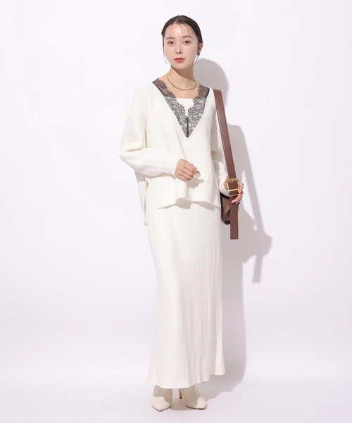 Mystrada（マイストラーダ）の「Vネックレースプルオーバー（ニット