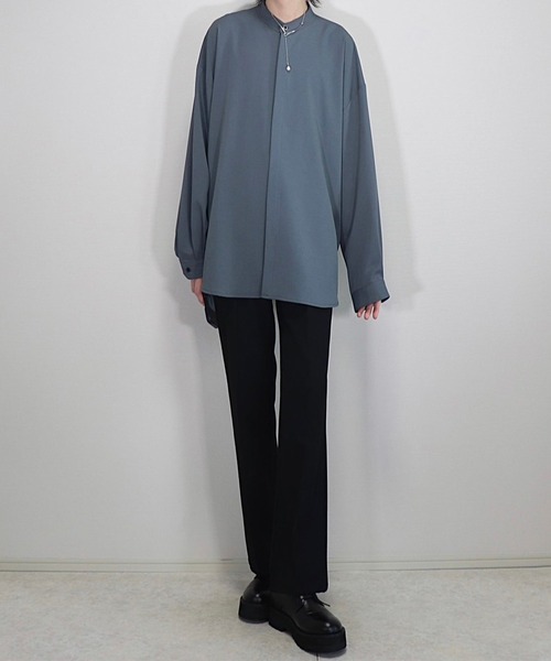 ドレープトロミ 比翼バンドカラーシャツ（シャツ/ブラウス）｜Loose