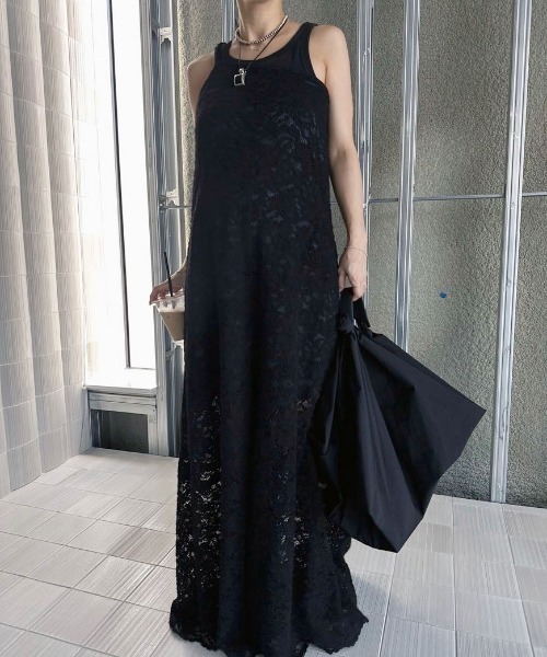 Ameri（アメリ）の「ONE SHOULDER LACE FLARE ROMPERS（サロペット