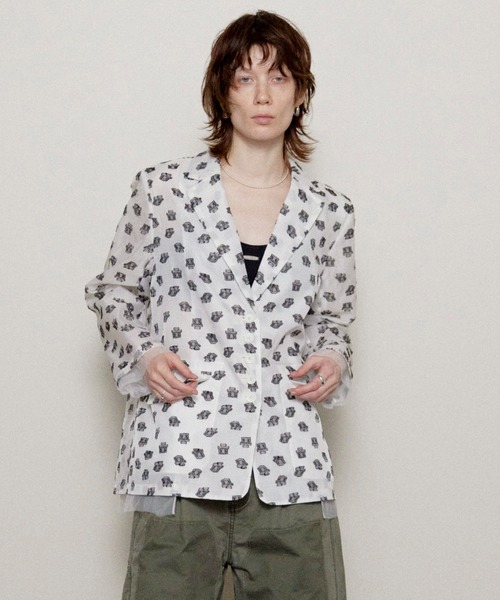 セール】Flower Pattern Sheer Jacket/フラワーシアージャケット