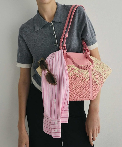 Shalia シャリア ラフィアウーブンバケツバッグ（トートバッグ