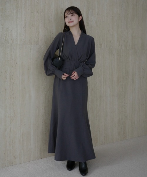 セール】【ZOZO限定カラー】ノーカラーナローワンピース（ワンピース