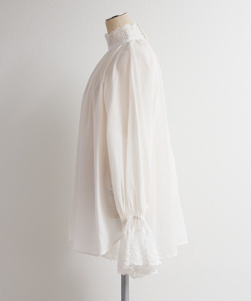 セール】襟袖レースプチハイネックブラウス（シャツ/ブラウス）｜PUAL