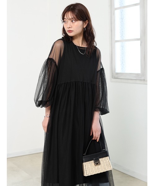 チュール×ノースリーブワンピースセット（ワンピース）｜fifth