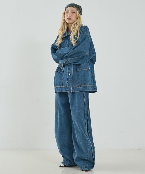 セール】【セットアップ対応】オーバーサイズ デニム ジャケット