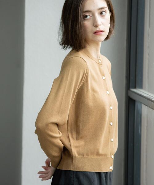 セール】クルーニットカーディガン/エクストラファインメリノウール