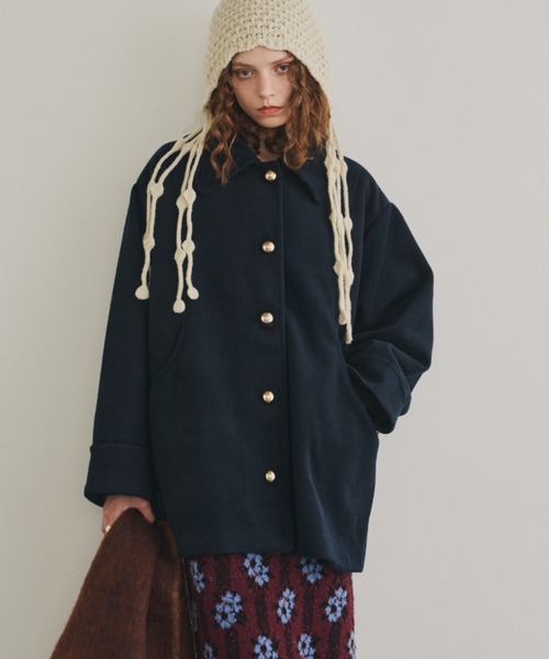 セール】金釦ミドルコート（ステンカラーコート）｜Unitage