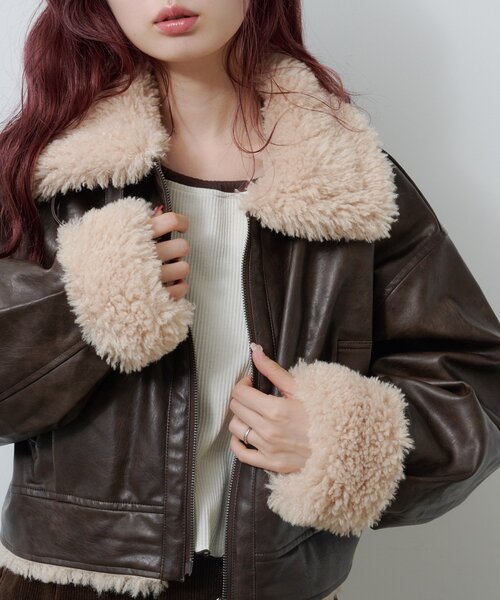 Kastane（カスタネ）の「【S.Mサイズ展開】ボアフライトジャケット