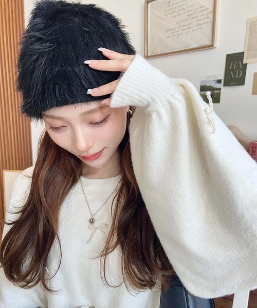 セール】シャギーニット帽（ニットキャップ/ビーニー）｜moment+