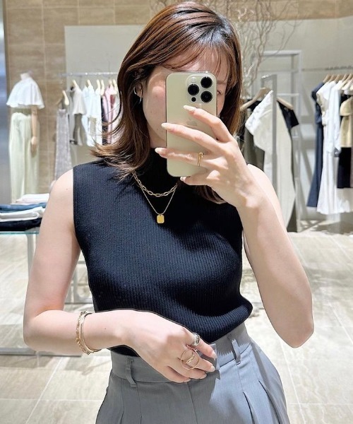 セール】ボトルネックリブニットトップス（ニット/セーター）｜anuans