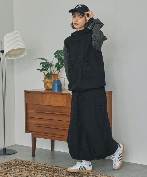 セットアップ対応】フード付きナイロンベスト MONO-MART LADY'S│MONO