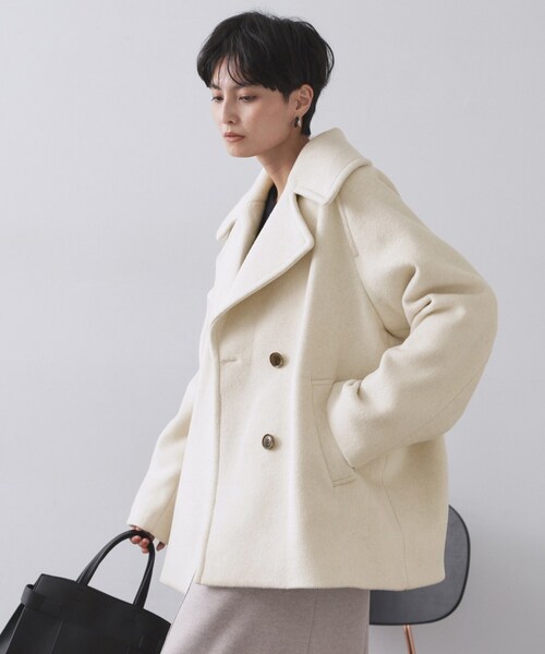 セール】カシミヤブレンドウールミドルピーコート（ピーコート