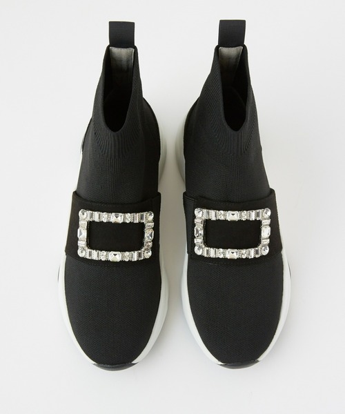 diana（プラスダイアナ）の「【ミドル丈】クリスタルバックル ニット