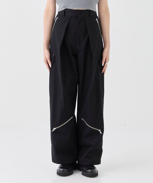セール】ワイドタックカーゴパンツ｜ウォッシャブル/春服（カーゴ