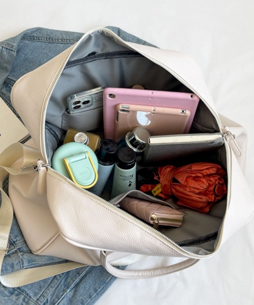 セール】【2WAY/3WAY】大容量レザータッチビッグサイズボストンバッグ