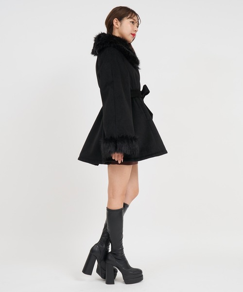 ファー付ポンチョ風コート（ポンチョ）｜ROYAL PARTY（ロイヤル