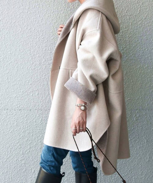 WEB限定】SHIPS any: リバー フーデット ミディ コート2（その他