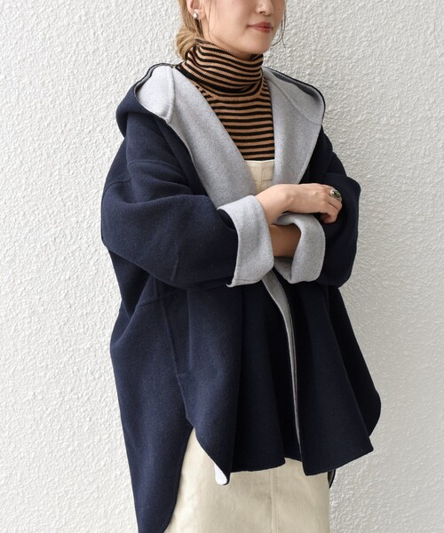 WEB限定】SHIPS any: リバー フーデット ミディ コート2（その他