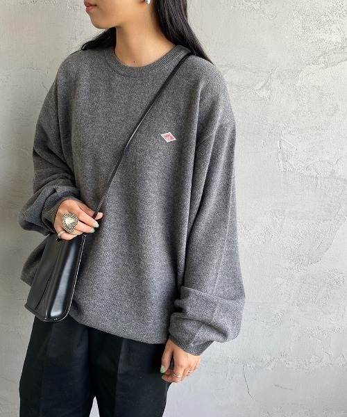 DANTON/ダントン] ワンポイントクルーネック プルオーバーニット