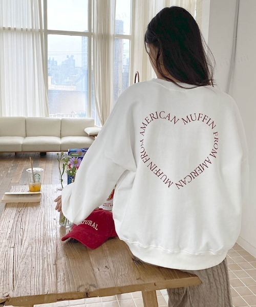 韓国ファッションハートロゴオーバーサイズスウェット（スウェット