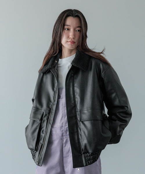 LFM(U)】フェイクレザーボアジャケット 571332（ブルゾン）｜LOWRYS