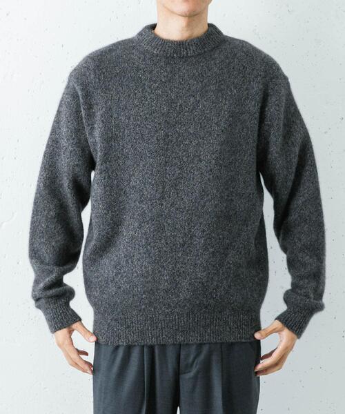 セール】new basic CASHMERE SILK MOULINE CREW-NECK KNIT（ニット