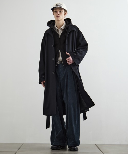 Super140s マルチウェイ メルトンオーバーサイズスタンドコート